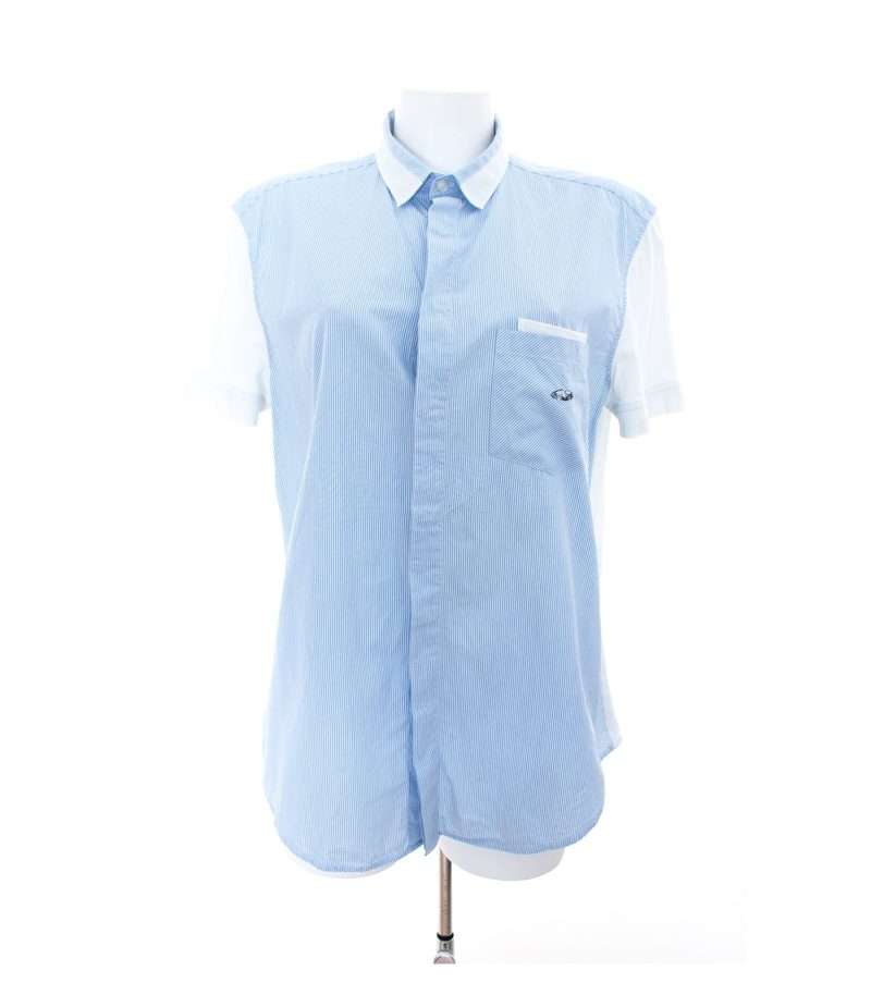 CLASS roberto cavalli Damen Bluse Shirt Gr. DE 46 Blau Weiß Baumwolle – Foto 1
