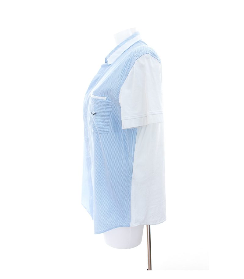 CLASS roberto cavalli Damen Bluse Shirt Gr. DE 46 Blau Weiß Baumwolle – Foto 2