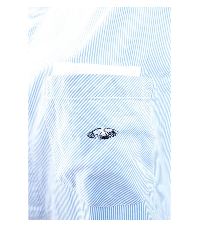 CLASS roberto cavalli Damen Bluse Shirt Gr. DE 46 Blau Weiß Baumwolle – Foto 4