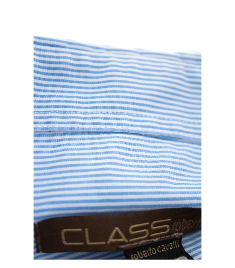 CLASS roberto cavalli Damen Bluse Shirt Gr. DE 46 Blau Weiß Baumwolle – Foto 6