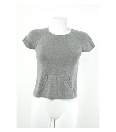 DKNY Damen Pullover Kurzarm Pulli Feinstrick Gr. XS Baumwolle Strick