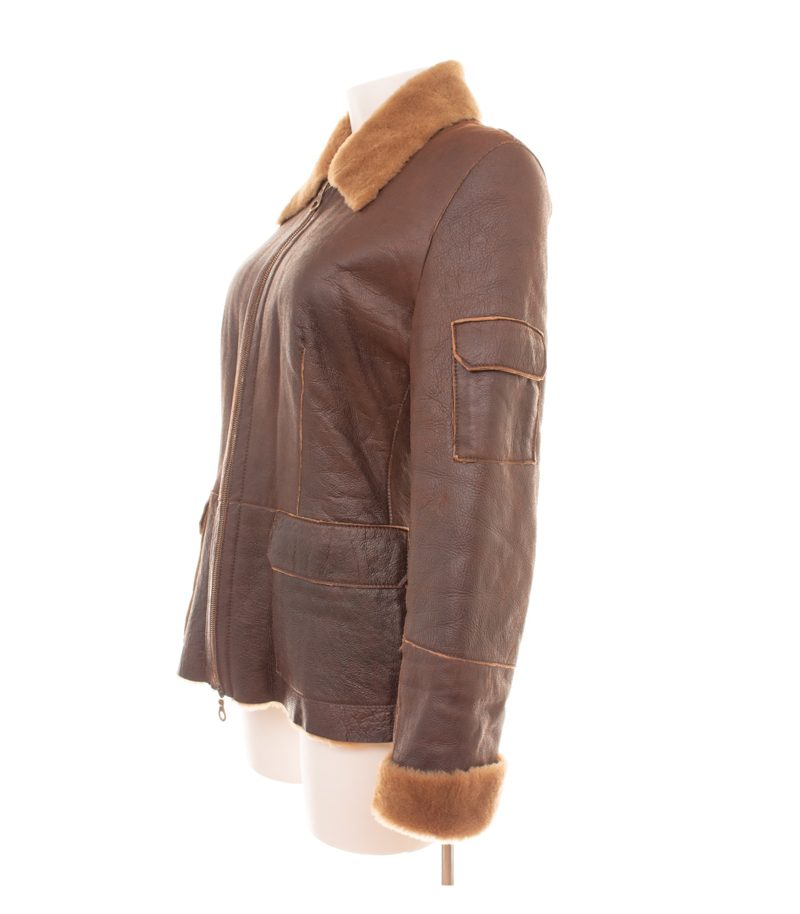 Steven Ashford Damen Lammfelljacke  Gr. 36 Braun Lederjacke Leder – Foto 2