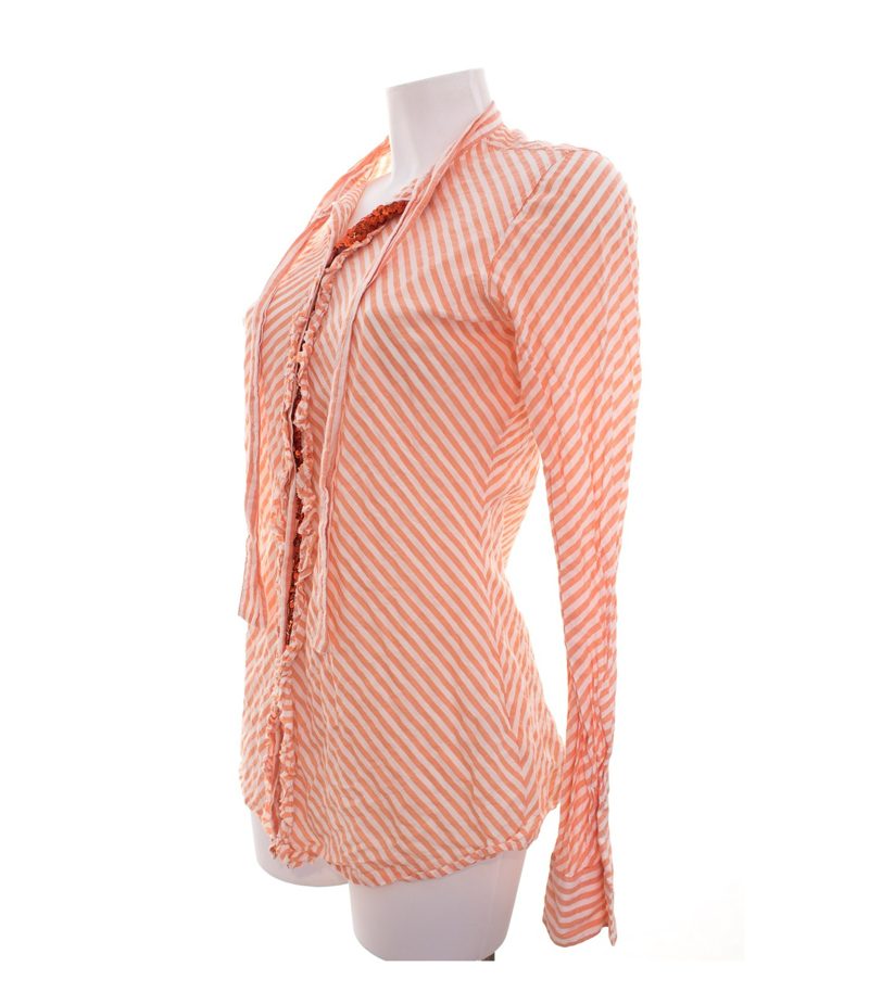 Petruccioli Damen Bluse Shirt Apricot Gr. IT 48 DE 42 Weiß Baumwolle – Foto 2
