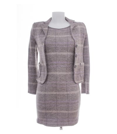 GC Fontana Damen Set ca. Gr. XS Lila 2-Teiler Wolle Gestreift