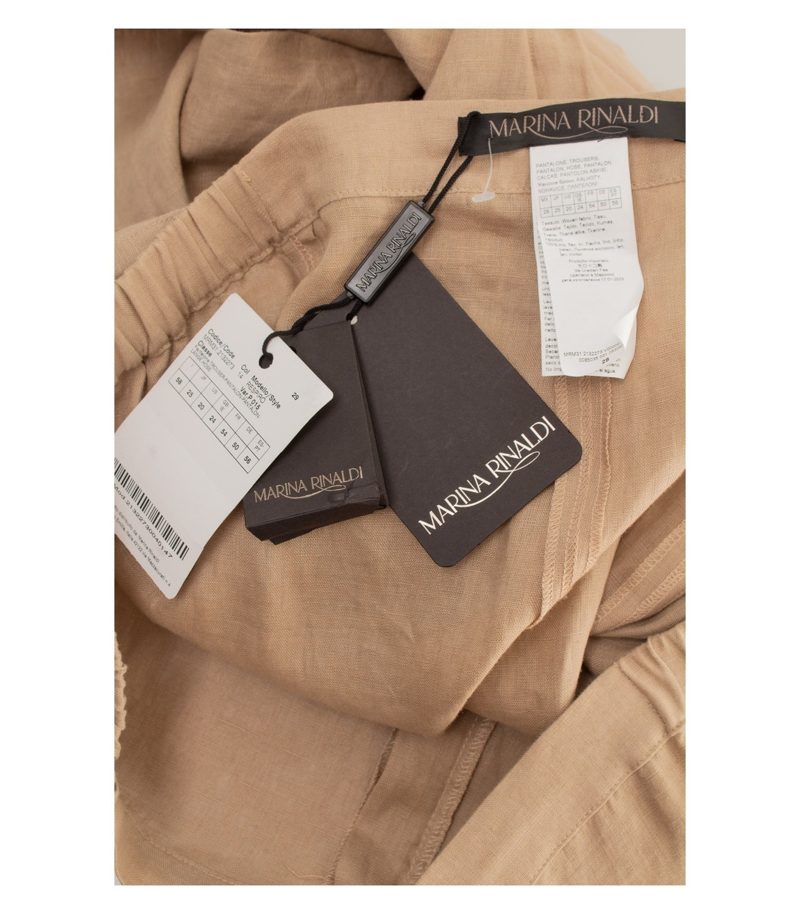 MARINA RINALDI Damen Hose Leinenhose Respiro Gr. IT 58 (DE 50) Beige Leinen – Foto 4