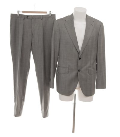 BOGGI MILANO Herren Anzug Regular Fit Kariert REDA Gr. 50 Super 130s Grau Wolle