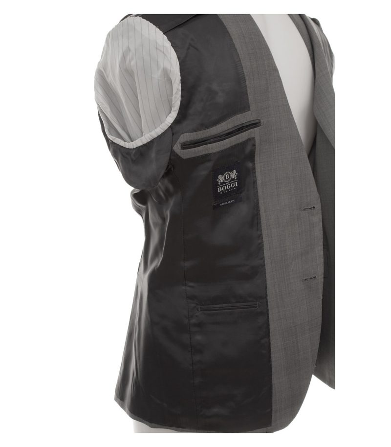 BOGGI MILANO Herren Anzug Regular Fit Kariert REDA Gr. 50 Super 130s Grau Wolle – Foto 5