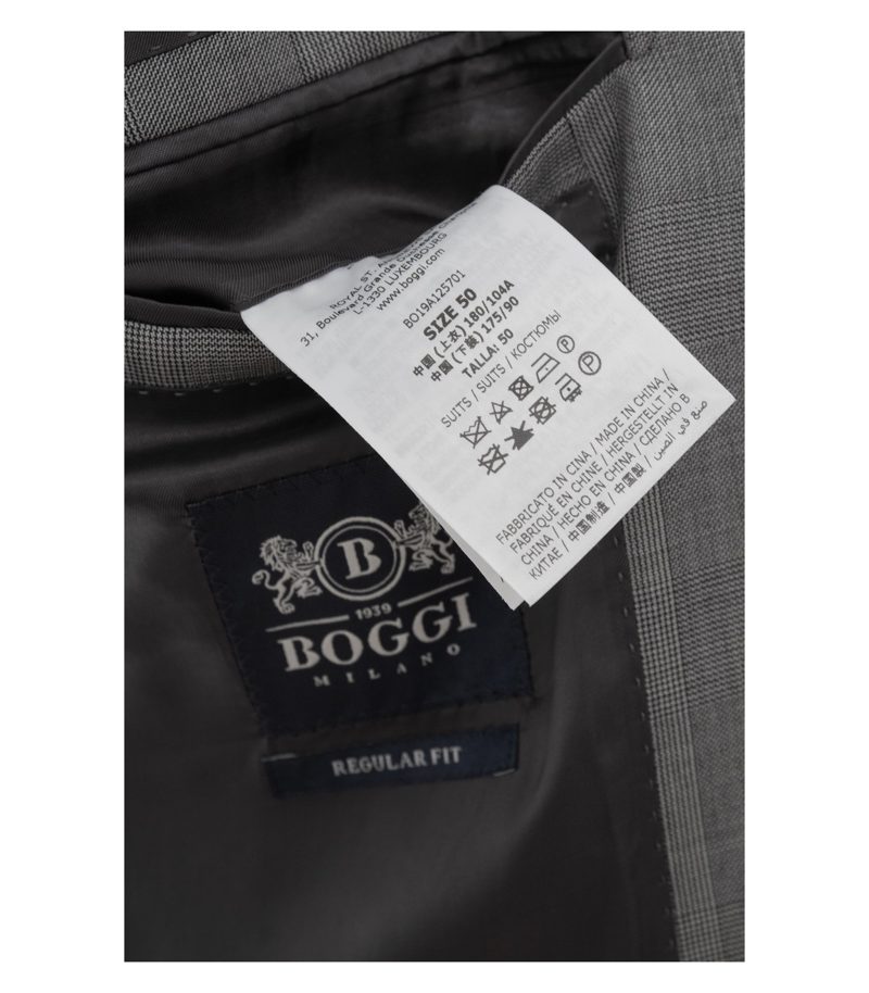 BOGGI MILANO Herren Anzug Regular Fit Kariert REDA Gr. 50 Super 130s Grau Wolle – Foto 8
