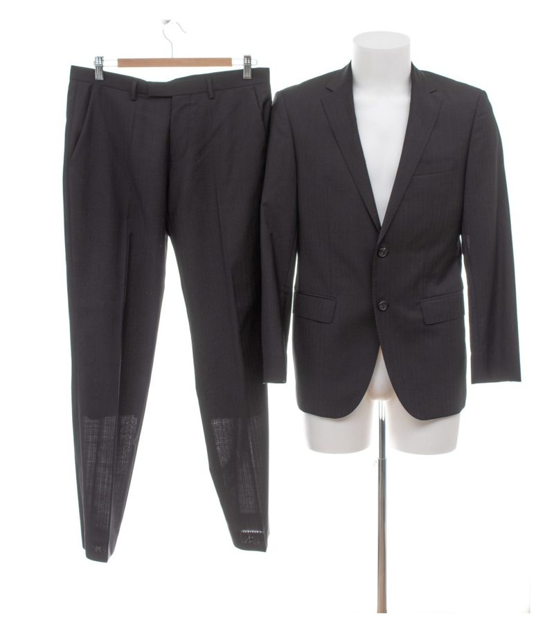 BOSS Herren Anzug Business The Jam2/Sharp2 Nadelstreifen Gr. 46 Schwarz Wolle – Foto 1