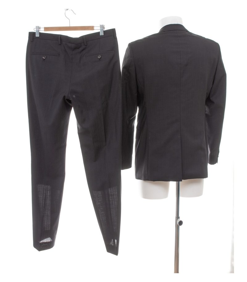 BOSS Herren Anzug Business The Jam2/Sharp2 Nadelstreifen Gr. 46 Schwarz Wolle – Foto 2
