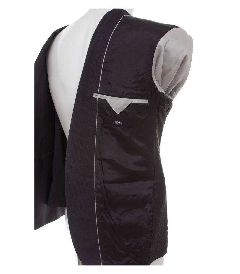 BOSS Herren Anzug Business The Jam2/Sharp2 Nadelstreifen Gr. 46 Schwarz Wolle – Foto 7