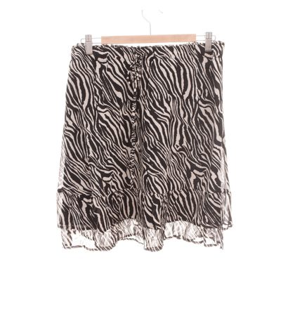 SET Damen Rock Volantrock Zebra-Muster Tunnelzug Gr. ca. 40 Mehrfarbig