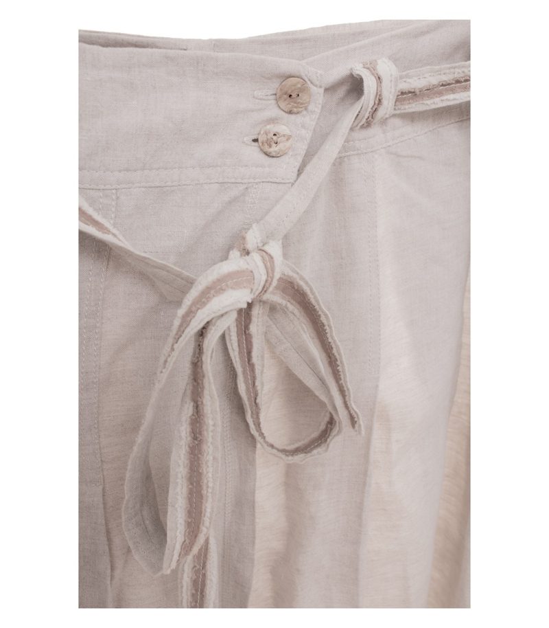 GUNEX Damen Rock Wickelrock Midi Bindegürtel Gr. ca. 46 Beige – Foto 3