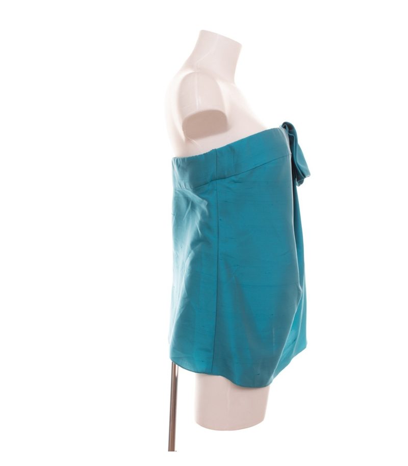 EMPORIO ARMANI Damen Top Bandeau-Top Gr. IT 44 (DE 38) Seide-Mix Türkis Schleife – Foto 2