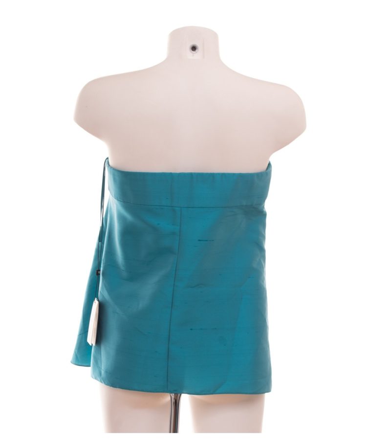 EMPORIO ARMANI Damen Top Bandeau-Top Gr. IT 44 (DE 38) Seide-Mix Türkis Schleife – Foto 4