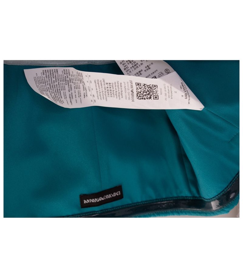 EMPORIO ARMANI Damen Top Bandeau-Top Gr. IT 44 (DE 38) Seide-Mix Türkis Schleife – Foto 9