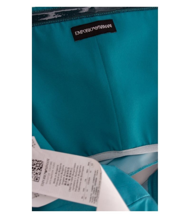 EMPORIO ARMANI Damen Top Bandeau-Top Gr. IT 44 (DE 38) Seide-Mix Türkis Schleife – Foto 10