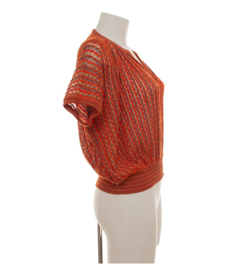 MISSONI Damen Set Strickset Top Rock Schal Zickzack Gr. ca. 42 Mehrfarbig Leinen – Foto 4
