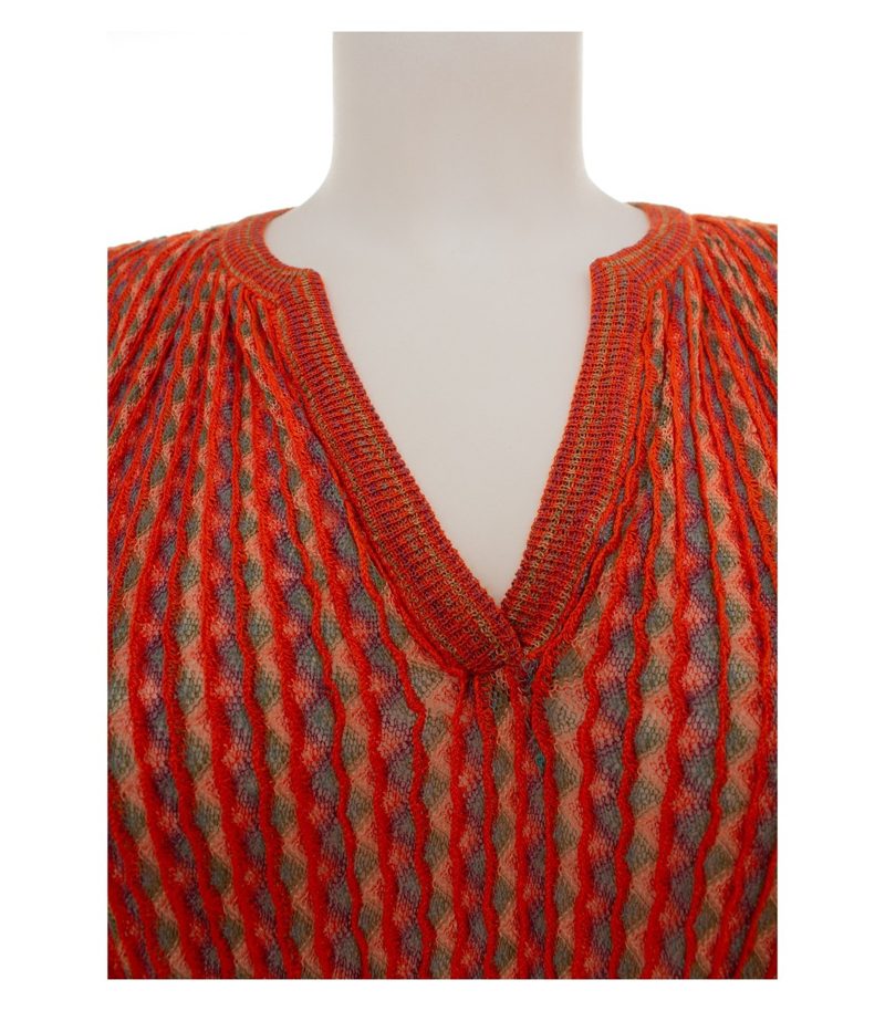 MISSONI Damen Set Strickset Top Rock Schal Zickzack Gr. ca. 42 Mehrfarbig Leinen – Foto 7