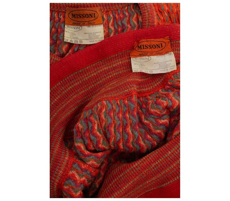 MISSONI Damen Set Strickset Top Rock Schal Zickzack Gr. ca. 42 Mehrfarbig Leinen – Foto 9