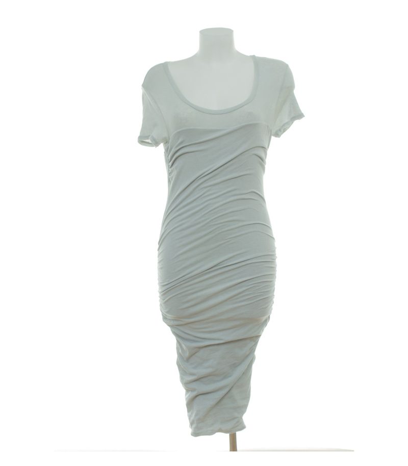 JAMES PERSE Damen Kleid Raffkleid Stretch Gr. 3 (DE 40) Grau Baumwolle – Foto 1