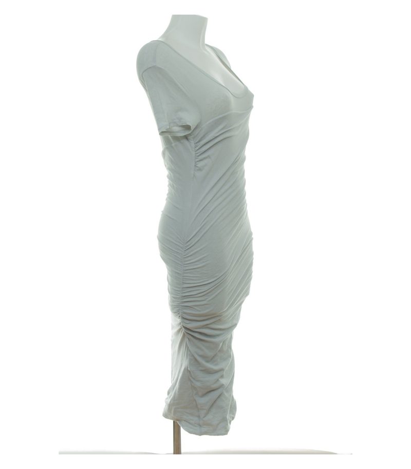 JAMES PERSE Damen Kleid Raffkleid Stretch Gr. 3 (DE 40) Grau Baumwolle – Foto 2