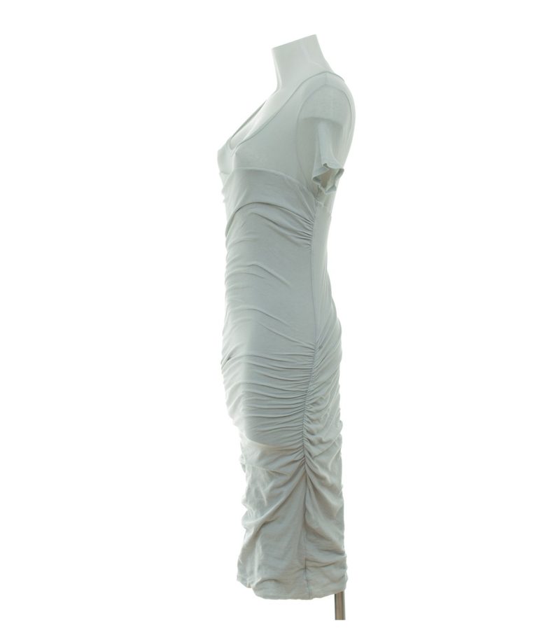 JAMES PERSE Damen Kleid Raffkleid Stretch Gr. 3 (DE 40) Grau Baumwolle – Foto 3