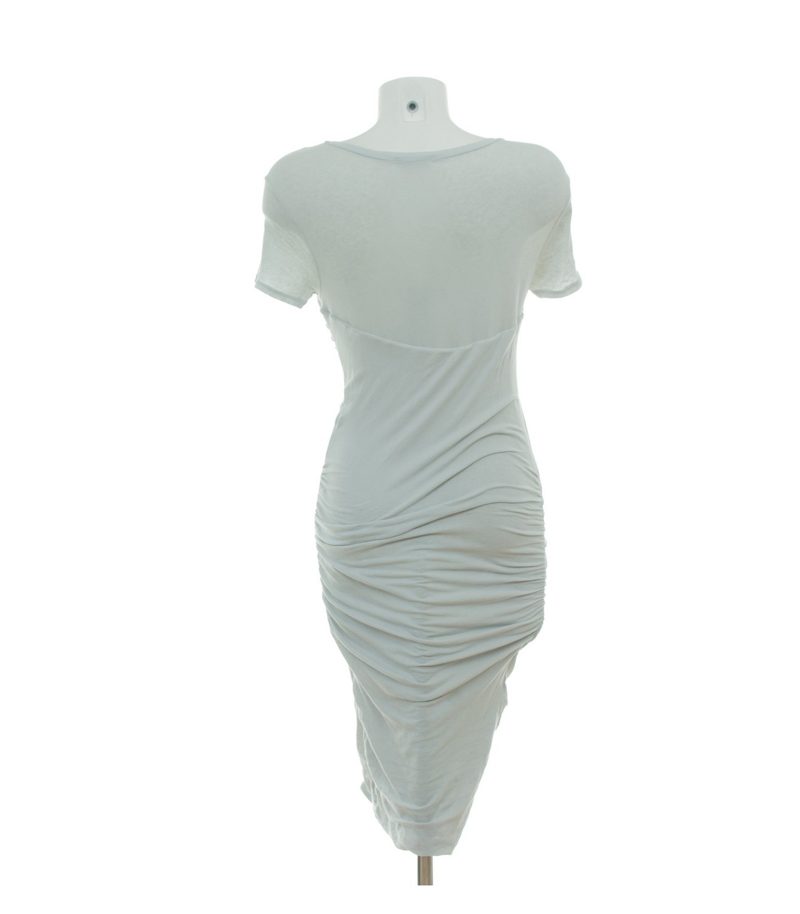 JAMES PERSE Damen Kleid Raffkleid Stretch Gr. 3 (DE 40) Grau Baumwolle – Foto 4