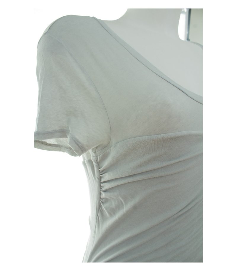 JAMES PERSE Damen Kleid Raffkleid Stretch Gr. 3 (DE 40) Grau Baumwolle – Foto 5