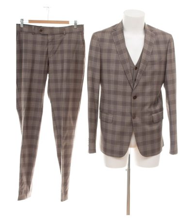 LAWRENCE GREY Herren Anzug 3-teilig Slim Fit LGMFW181931-24A Gr. 98 Braun Wolle