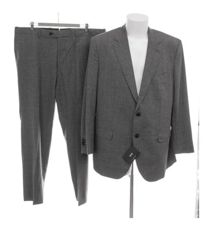 Hugo Boss Herren Anzug 2-Teiler ca. Maßkonfektion Business Gr. 58 Grau Wolle