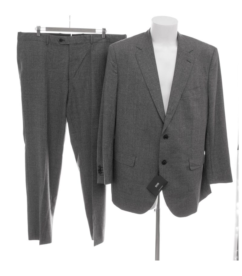 Hugo Boss Herren Anzug 2-Teiler ca. Maßkonfektion Business Gr. 58 Grau Wolle – Foto 1