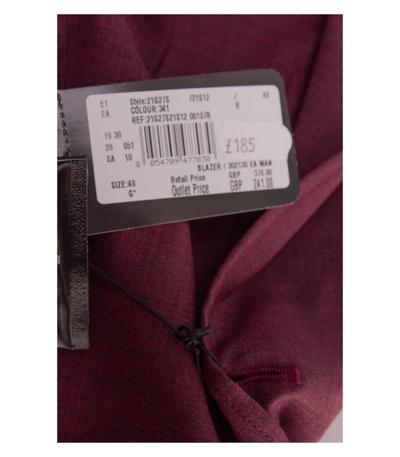 Emporio Armani Herren Sakko Blazer Einreiher Light Wardrobe Gr. 48 Rot Wolle – Foto 12
