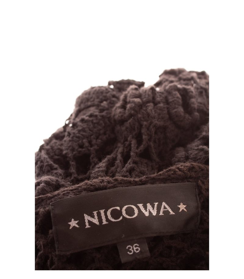 NICOWA Damen Strickjacke Blumen Bindverschluss Trompetenärmel Gr. 36 Schwarz – Foto 7