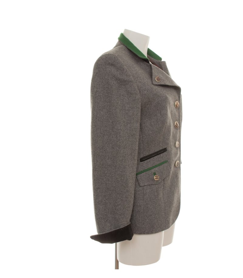 Bauer Damen Blazer Trachten-Stil Motivfutter Rückenriegel Gr. 40 Grau Wolle – Foto 2