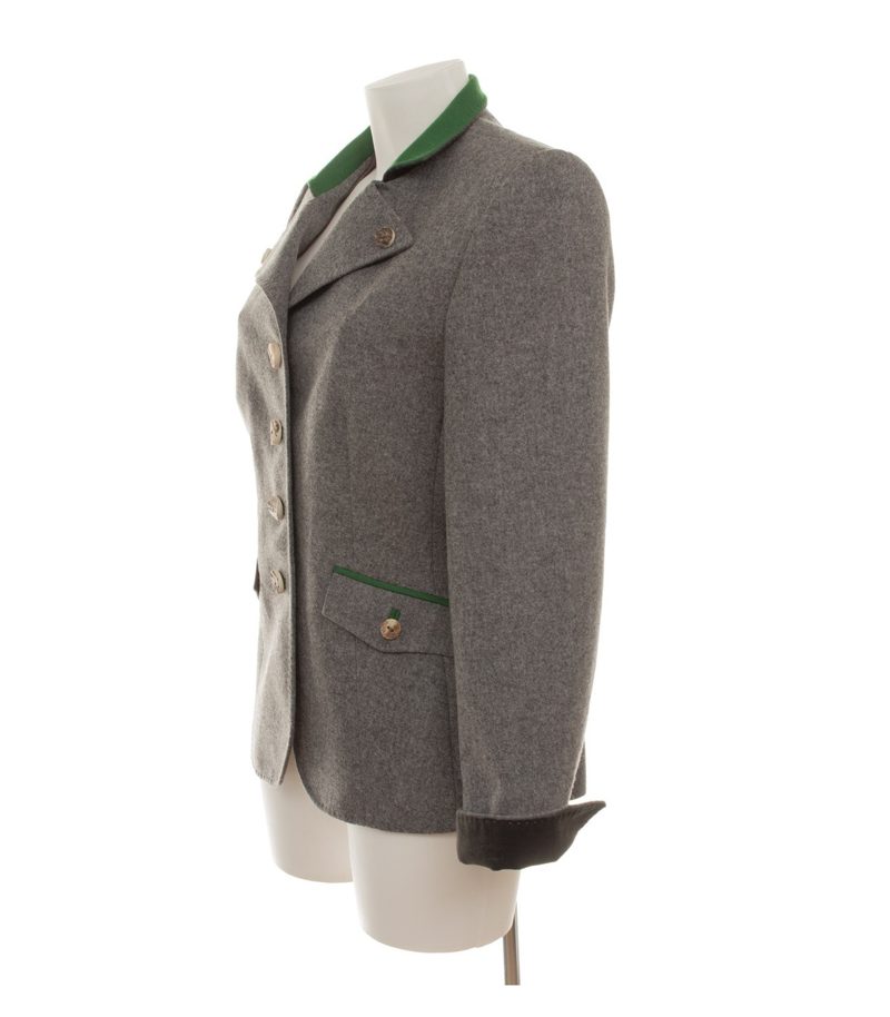 Bauer Damen Blazer Trachten-Stil Motivfutter Rückenriegel Gr. 40 Grau Wolle – Foto 3