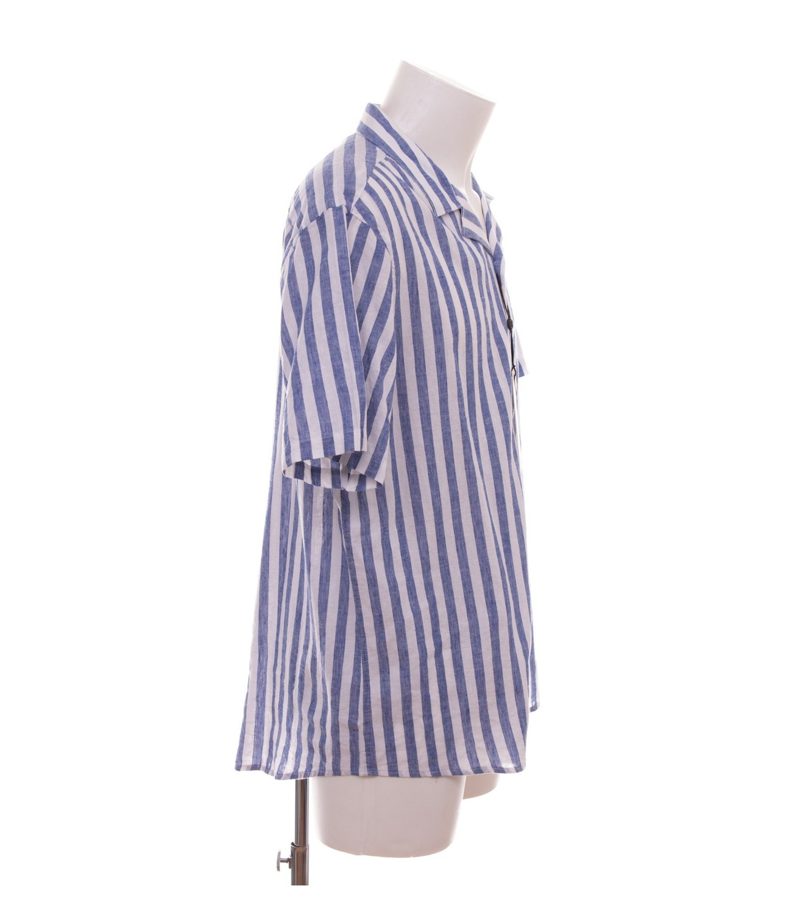 Casual Friday Herren Hemd Kurzarm Leinen-Mix Gestreift Gr. XL CFAnton CC Blau – Foto 2