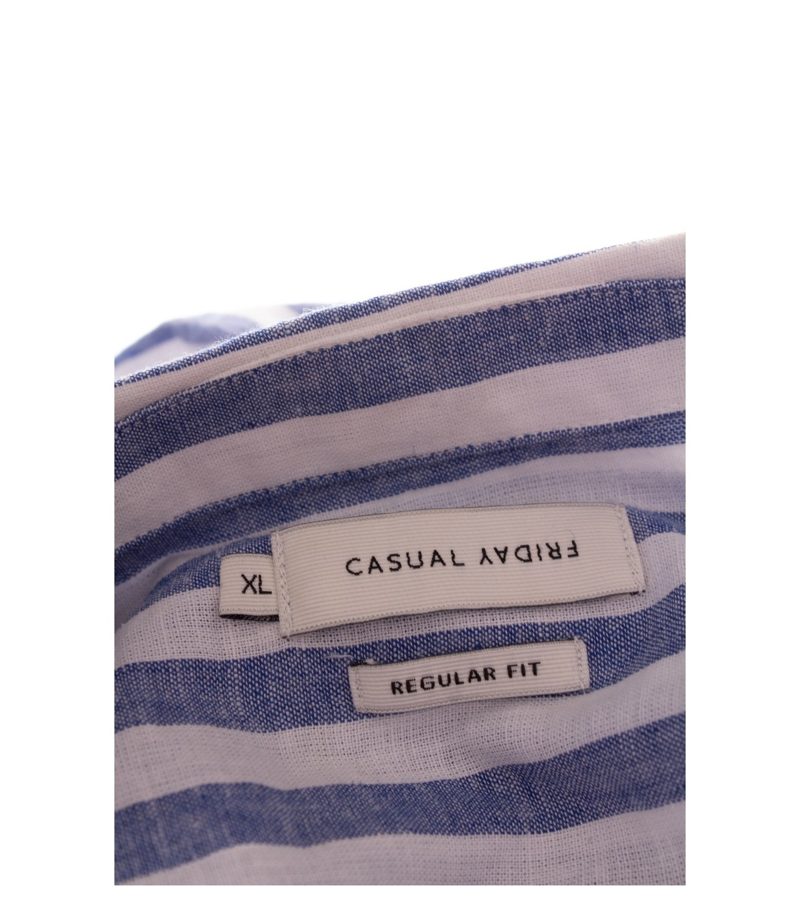 Casual Friday Herren Hemd Kurzarm Leinen-Mix Gestreift Gr. XL CFAnton CC Blau – Foto 6
