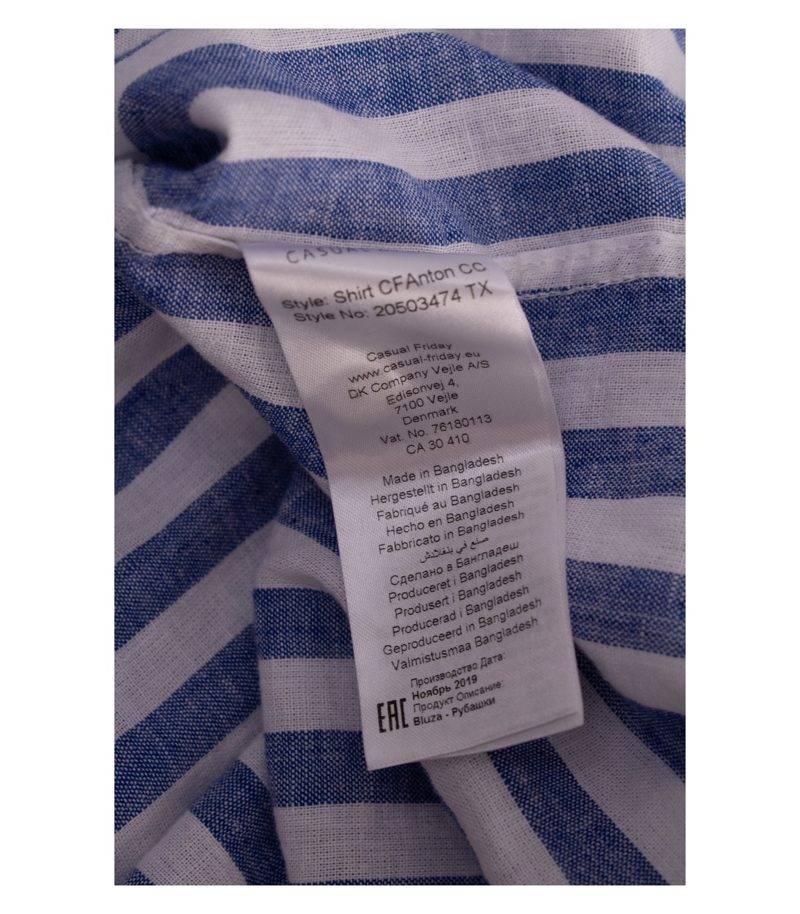 Casual Friday Herren Hemd Kurzarm Leinen-Mix Gestreift Gr. XL CFAnton CC Blau – Foto 7