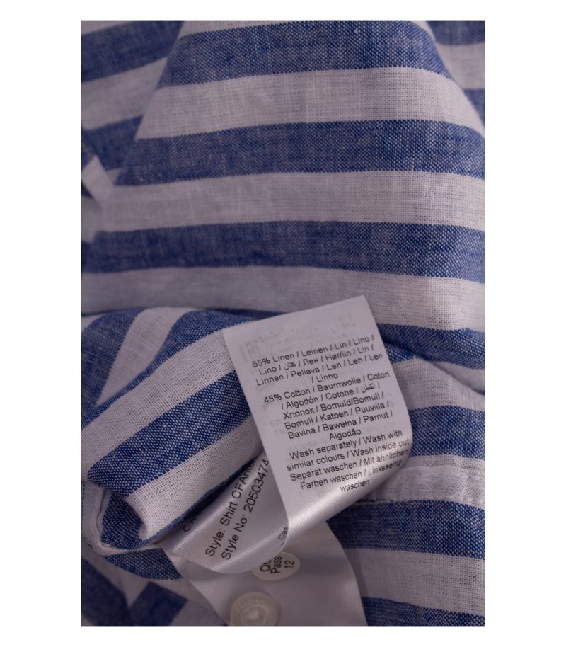 Casual Friday Herren Hemd Kurzarm Leinen-Mix Gestreift Gr. XL CFAnton CC Blau – Foto 8