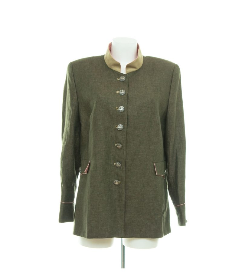 POLDI Prinz Leopold von Bayern Damen Jacke Trachtenknöpfe Gr. 44 Grün Leinen – Foto 1
