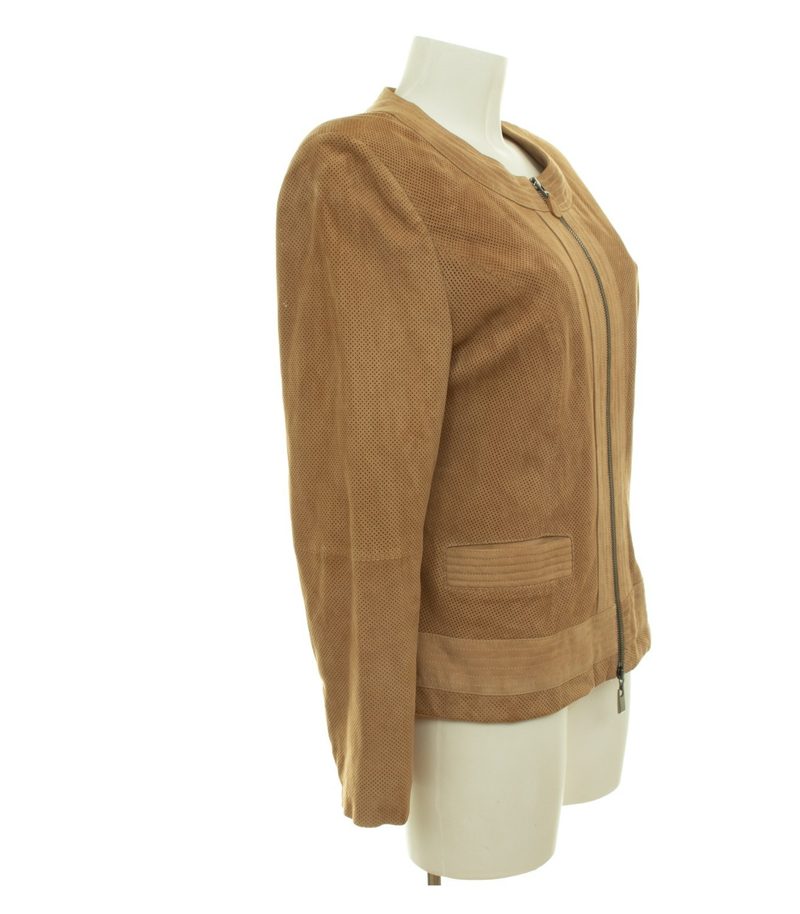 Thom Damen Jacke Lederjacke Gr. 44 Leder Braun Perforiert – Foto 2