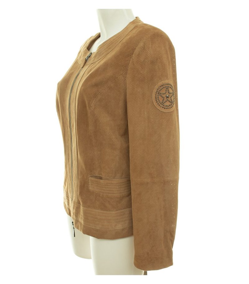 Thom Damen Jacke Lederjacke Gr. 44 Leder Braun Perforiert – Foto 3