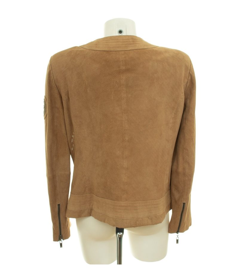 Thom Damen Jacke Lederjacke Gr. 44 Leder Braun Perforiert – Foto 4