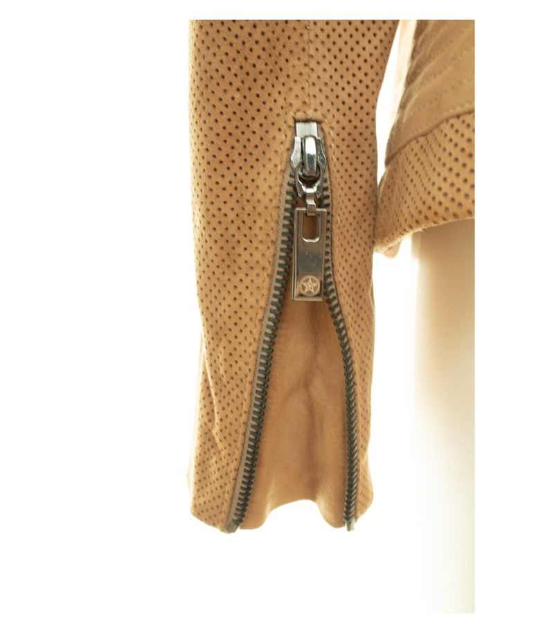 Thom Damen Jacke Lederjacke Gr. 44 Leder Braun Perforiert – Foto 5
