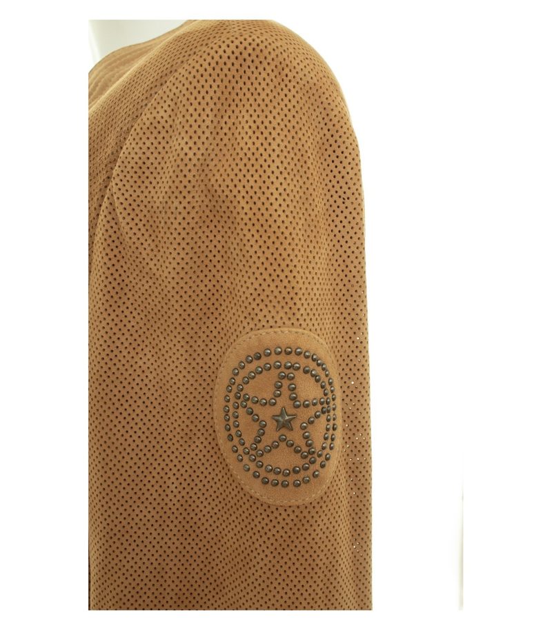 Thom Damen Jacke Lederjacke Gr. 44 Leder Braun Perforiert – Foto 6