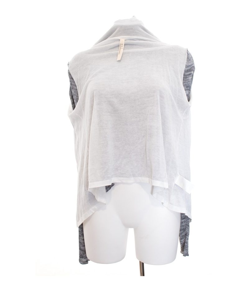 oui moments Damen Strickjacke Cardigan Gr. DE 40 Grau Weiß Strick – Foto 5