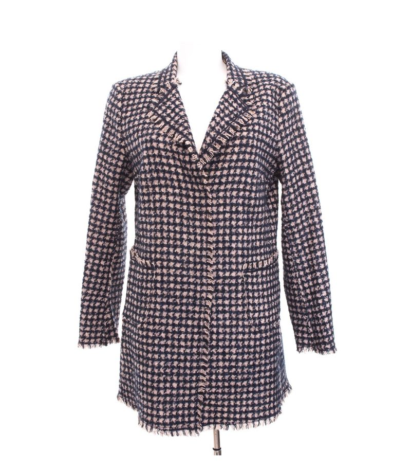 RENE LEZARD Damen Mantel Kurzmantel Gr. DE 40 Blau Beige Wolle Alpaka Mohair – Foto 1