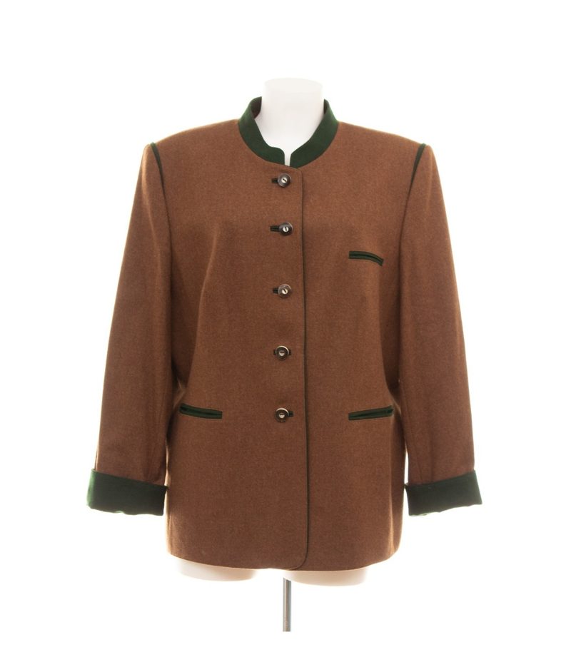 Bauer Damen Jacke Janker Gr. 48 Wolle Braun Stehkragen – Foto 1
