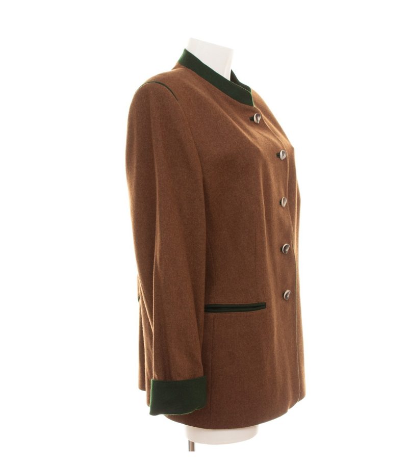 Bauer Damen Jacke Janker Gr. 48 Wolle Braun Stehkragen – Foto 2